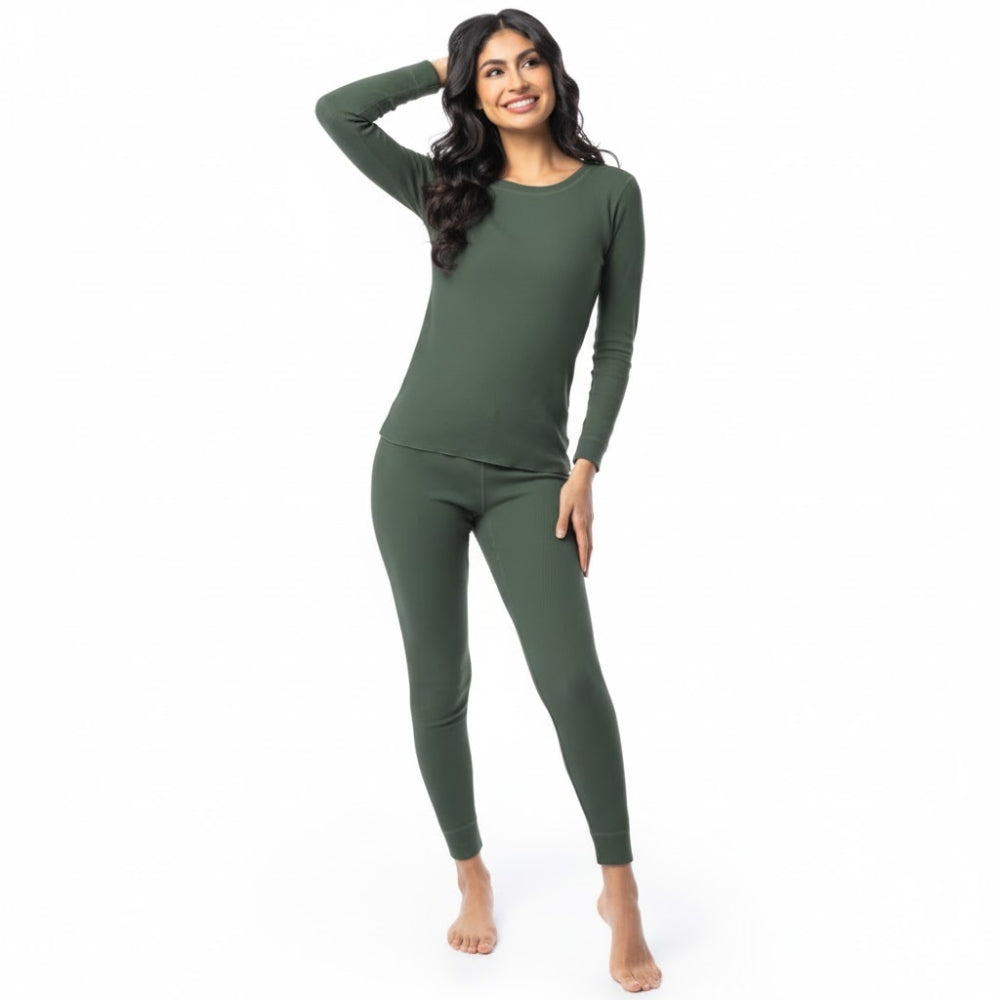 Women's Full-Body Thermal Warmer Suit - Olive Green