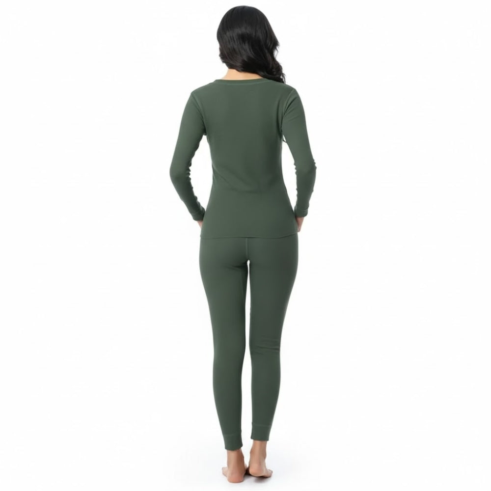 Women's Full-Body Thermal Warmer Suit - Olive Green